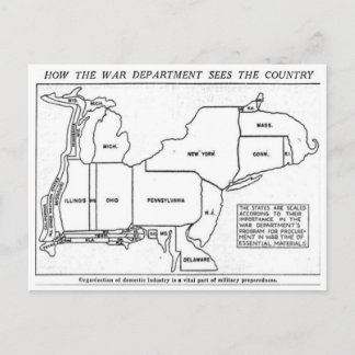 Carte Postale How the War Department Sees the US 1940