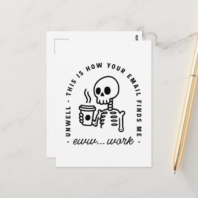 Carte Postale How your email finds me funny eww work unhinged (Devant/Arrière en situation)