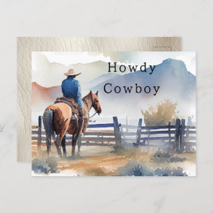 Carte Postale Howdy Cowboy Horse