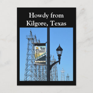 Carte Postale Howdy de Kilgore, Texas, Oil Derricks sur Main St