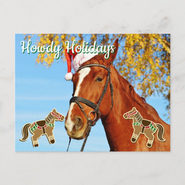Carte Postale Howdy Holidays - Customable Horse Christmas (Devant)