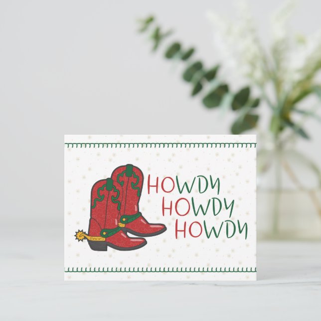 Carte Postale HOwdy HOwdy Bottes de Cowboy de Noël (Debout devant)