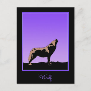 Carte Postale Howling Wolf at Sunset - Art faunique original