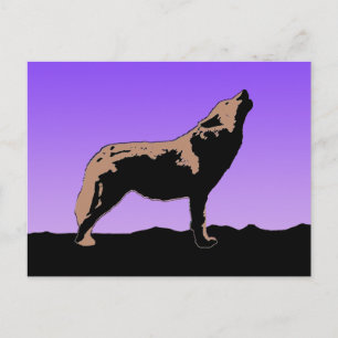 Carte Postale Howling Wolf at Sunset - Art faunique original