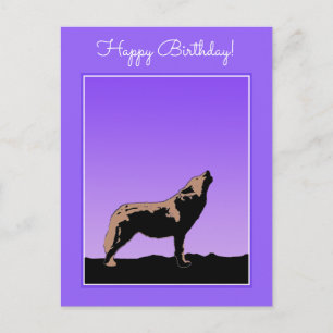 Carte Postale Howling Wolf at Sunset - Art faunique original