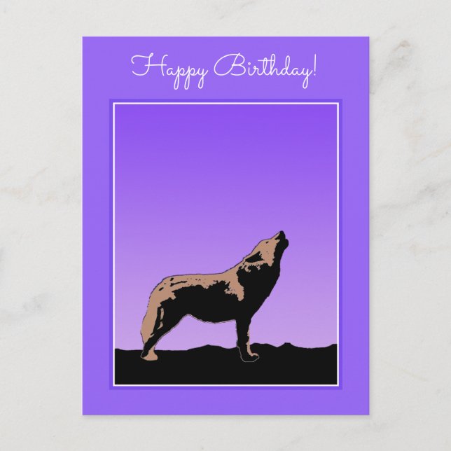 Carte Postale Howling Wolf at Sunset - Art faunique original (Devant)