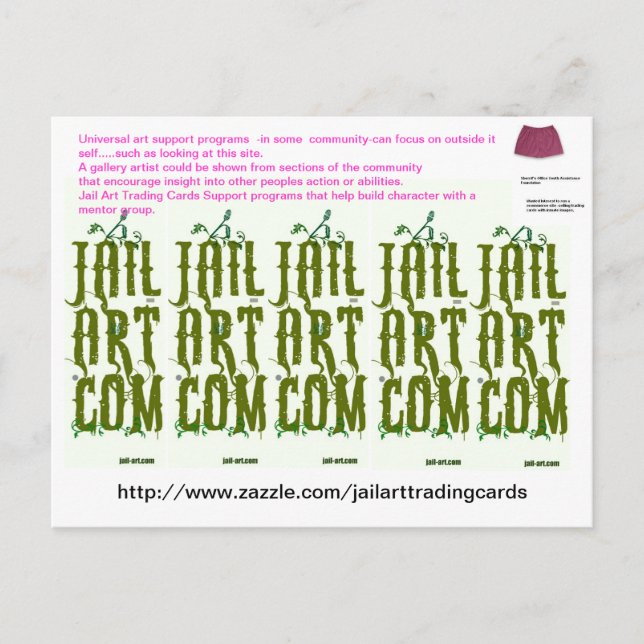 Carte Postale http://www.zazzle.com/jailarttradingcards (Devant)