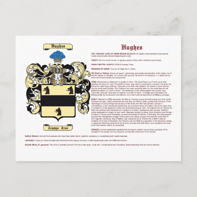 Carte Postale Hughes (signifiant anglais) (Devant)