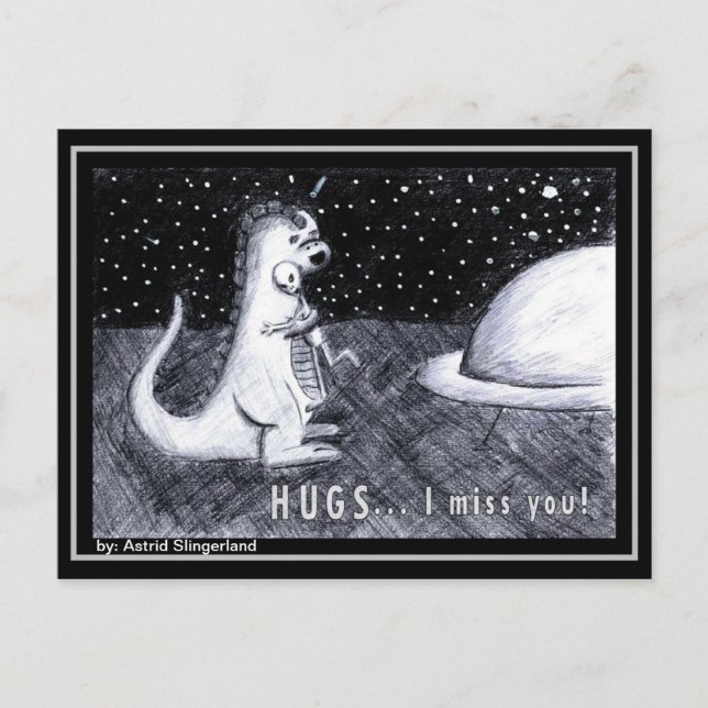 Carte Postale HUGS... Tu me manques (Devant)