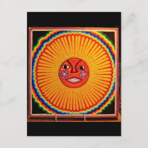 Carte Postale Huichol String Art Sun Mexican Folk Art
