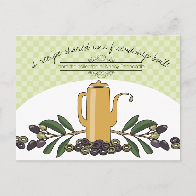 Carte Postale huile d'olive peut olives cuisine livre de recette (Devant)