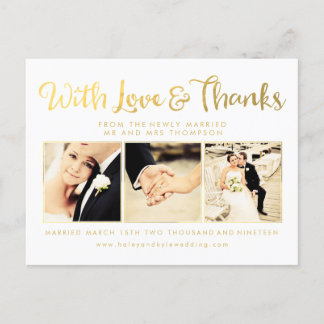 Carte Postale Huile d'or blanc avec amour et merci Lettres