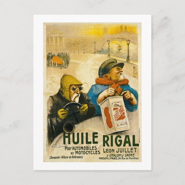 Carte Postale Huile Rigal - Annonce automobile Vintage (Devant)
