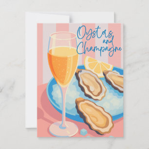Carte Postale Huîtres et Champagne Élégant