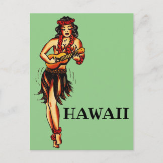 Carte Postale Hula Girl - Voyage Hawaii Vintage