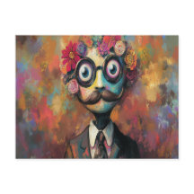 Humanoïde Whimsical avec grands yeux et cheveux fl