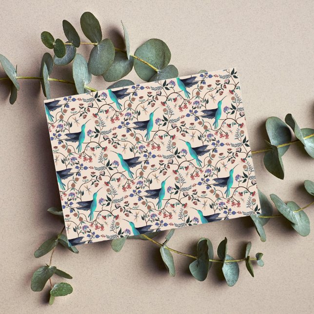 Carte Postale Hummingbird & Dragonfly William Morris Style (Créateur téléchargé)