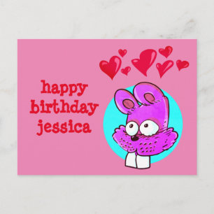 Carte Postale humoristique lapin heureux message d'anniversaire