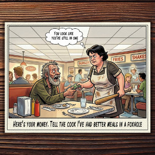 Carte postale humoristique sur la vie de serveuse