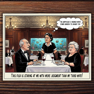 Carte postale humoristique sur la vie de serveuse