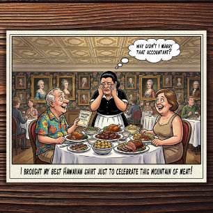 Carte postale humoristique sur la vie de serveuse