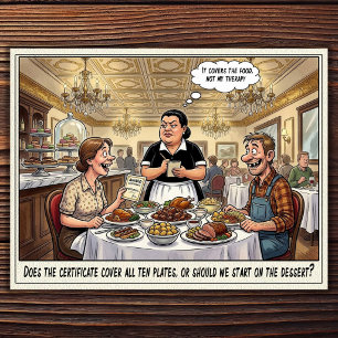 Carte postale humoristique sur la vie de serveuse