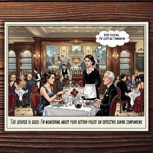 Carte postale humoristique sur la vie de serveuse