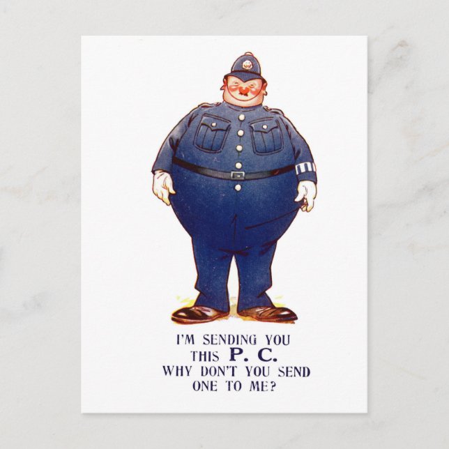Carte Postale Humour britannique vintage : policier (Devant)