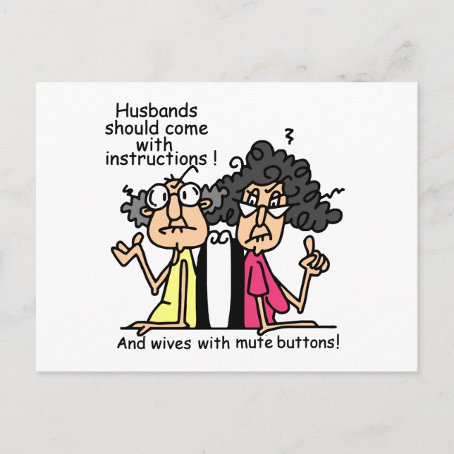 Carte Postale Humour d'attitude des maris et des femmes (Devant)