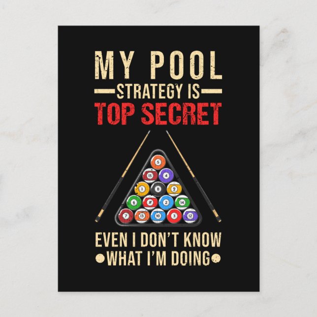 Carte Postale Humour de billard Joueur de 8 Ball drôle (Devant)