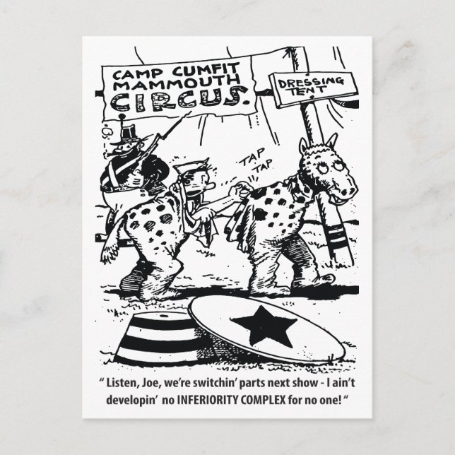 Carte Postale Humour de cirque, pas de complexe d'infériorité, d (Devant)
