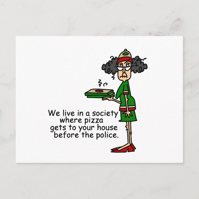Carte Postale Humour de livraison de pizza (Devant)