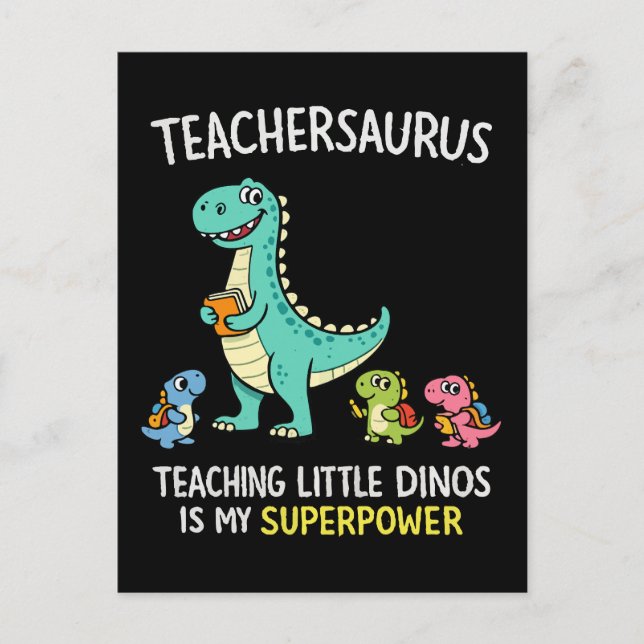 Carte Postale Humour de professeur Teachersaurus avec de petits  (Devant)