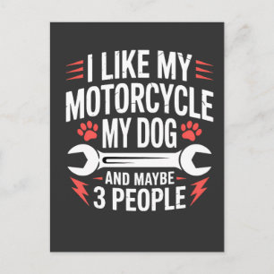 Carte Postale Humour de propriétaire de chien moto