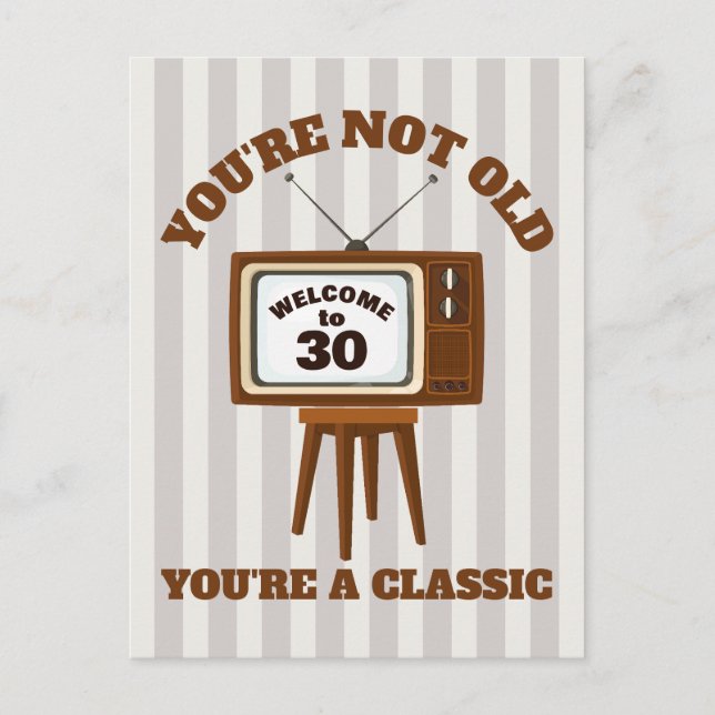 Carte Postale Humour de vœu d'anniversaire Télévision rétro vint (Devant)