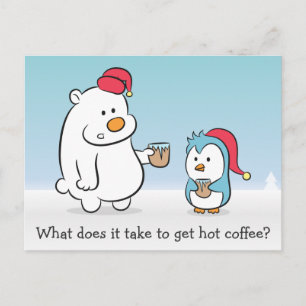 Carte Postale Humour d'hiver L'ours polaire se plaint au manchot