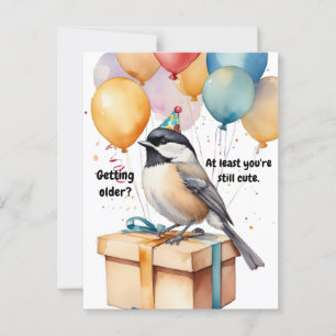 Carte Postale Humour drôle de Mésange pour anniversaire avec bal