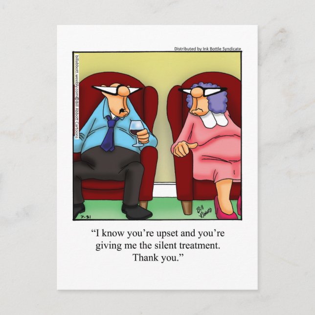 Carte postale Humour mariage "traitement silencieu (Devant)