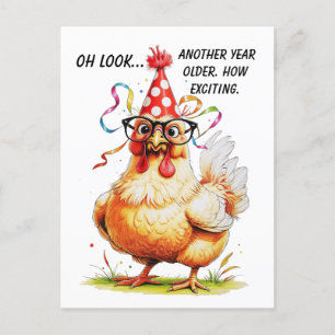 Carte Postale Humour sarcastique d'anniversaire avec poulet juge