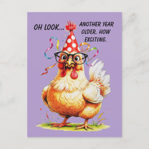 Carte Postale Humour sarcastique d'anniversaire avec poulet juge