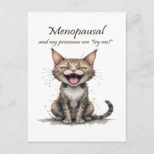 Carte Postale Humour sur la ménopause Chat stressé en colère