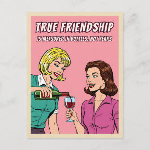 Carte Postale Humour Vin Rétro Drôle Meilleure Amie Pop Art
