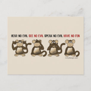 Carte Postale Humour Wise Monkeys