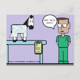Carte postale Humour Zebra "Get well soon"