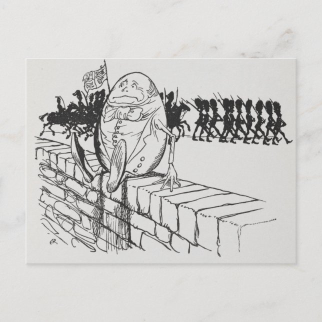 Carte Postale Humpty Dumpty assis sur un mur A. Rackham Small (Devant)
