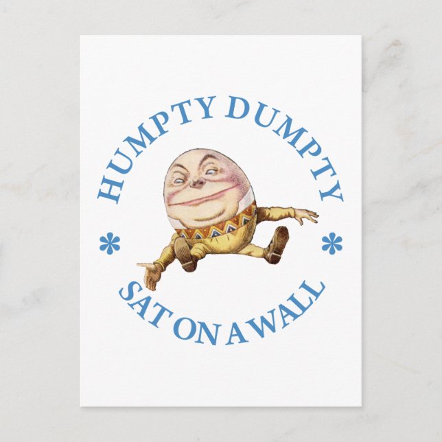 CARTE POSTALE HUMPTY DUMPTY ASSIS SUR UN MUR - NURSERSERY RHYME (Devant)