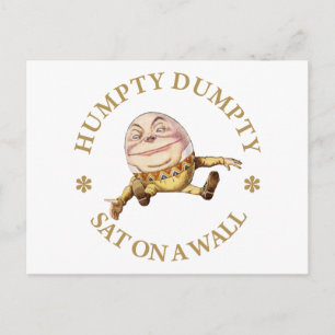 CARTE POSTALE HUMPTY DUMPTY ASSIS SUR UN MUR - NURSERSERY RHYME
