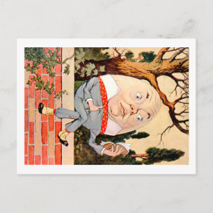 Carte Postale Humpty Dumpty Sat sur un mur au pays des merveille
