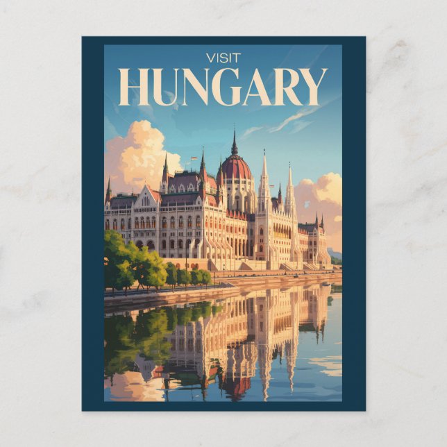 Carte Postale Hungary Parliament Illustration Travel Art Vintage (Devant)