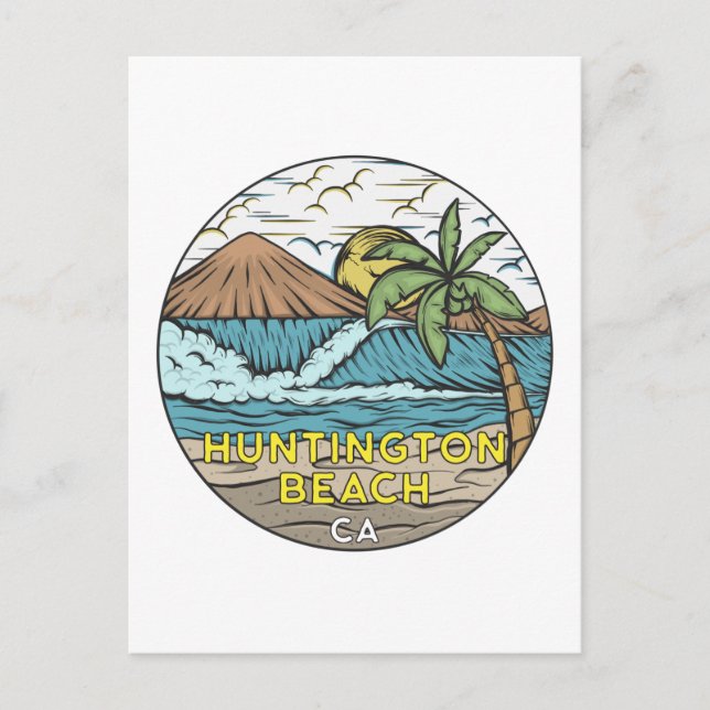 Carte Postale Huntington Beach California Vintage (Devant)